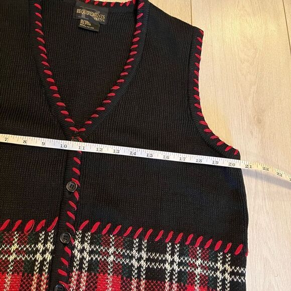 Vintage knit button up sweater vest plaid - Picture 6 of 7